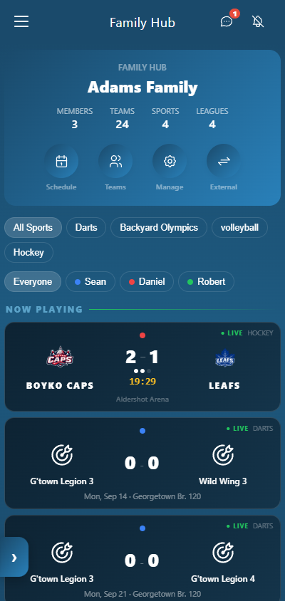 League360 multi-sport Family Hub